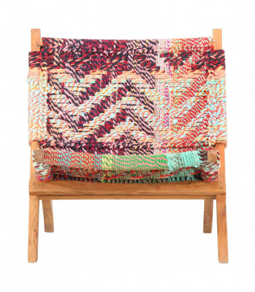 vidaXL Folding Chindi Chair Multicolours Fabric