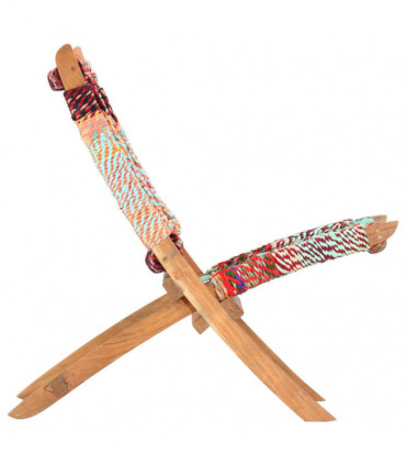 vidaXL Folding Chindi Chair Multicolours Fabric