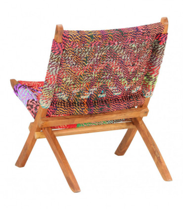 vidaXL Folding Chindi Chair Multicolours Fabric