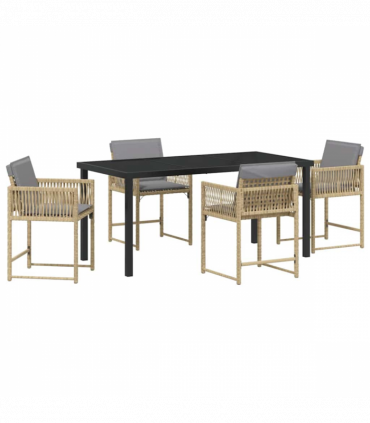 vidaXL Garden Dining Set 5 pcs Beige Poly Rattan