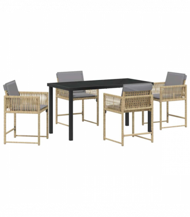 vidaXL Garden Dining Set 5 pcs Beige Poly Rattan