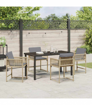 vidaXL Garden Dining Set 5 pcs Beige Poly Rattan
