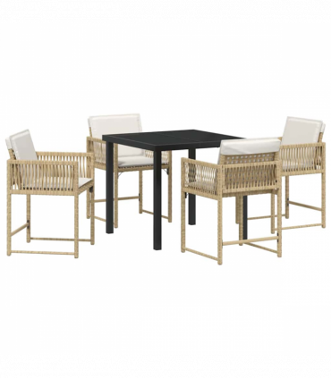 vidaXL Garden Dining Set 5 pcs Beige Poly Rattan