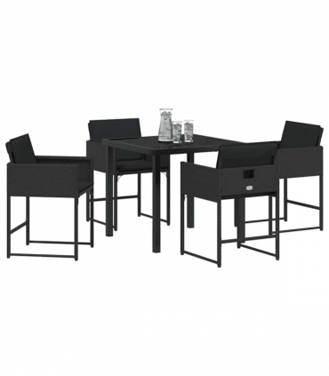 vidaXL Garden Dining Set 5 pcs Black Poly Rattan