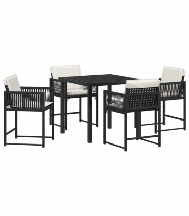 vidaXL Garden Dining Set 5 pcs Black Poly Rattan