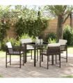 vidaXL Garden Dining Set 5 pcs Brown Poly Rattan