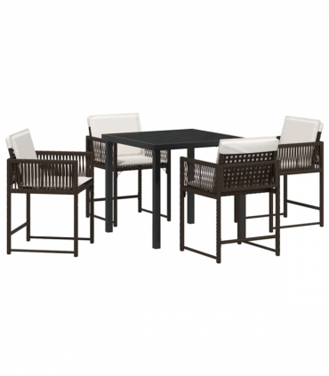 vidaXL Garden Dining Set 5 pcs Brown Poly Rattan