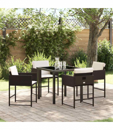 vidaXL Garden Dining Set 5 pcs Brown Poly Rattan