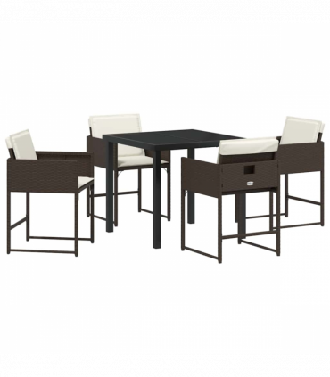 vidaXL Garden Dining Set 5 pcs Brown Poly Rattan