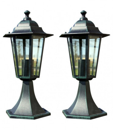 vidaXL Garden Lights 2 pcs Dark Green/Black Aluminium