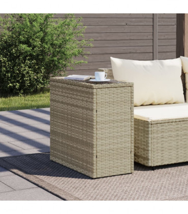vidaXL Garden Side Table with Glass Top Light Grey 58x27.5x55 cm Poly Rattan