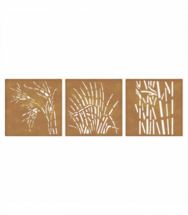 vidaXL Garden Wall Decorations 3 pcs 55x55 cm Corten Steel Grass Design