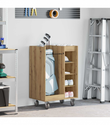 vidaXL Golf Cabinet with Wheel Plain Artisan Oak 65 x 45 x 98 cm