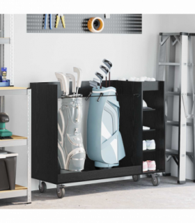 vidaXL Golf Cabinet with Wheel Plain Black Oak 120 x 45 x 98 cm