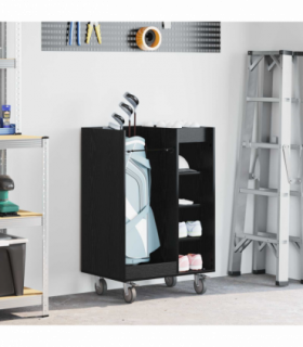 vidaXL Golf Cabinet with Wheel Plain Black Oak 65 x 45 x 98 cm