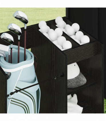 vidaXL Golf Cabinet with Wheel Plain Black Oak 65 x 45 x 98 cm