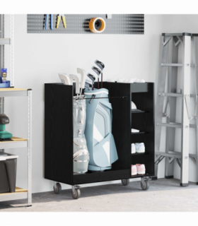 vidaXL Golf Cabinet with Wheel Plain Black Oak 90 x 45 x 98 cm