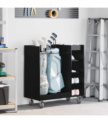 vidaXL Golf Cabinet with Wheel Plain Black Oak 90 x 45 x 98 cm