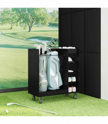 vidaXL Golf Cabinet with Wheel Plain Black Oak 90 x 45 x 98 cm