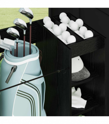 vidaXL Golf Cabinet with Wheel Plain Black Oak 90 x 45 x 98 cm