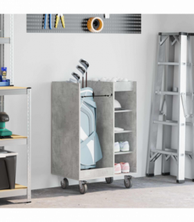 vidaXL Golf Cabinet with Wheel Plain Concrete Grey 65 x 45 x 98 cm