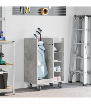 vidaXL Golf Cabinet with Wheel Plain Concrete Grey 65 x 45 x 98 cm