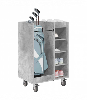 vidaXL Golf Cabinet with Wheel Plain Concrete Grey 65 x 45 x 98 cm