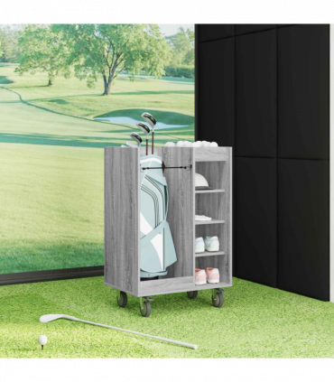 vidaXL Golf Cabinet with Wheel Plain Grey Sonoma 65 x 45 x 98 cm