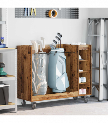 vidaXL Golf Cabinet with Wheel Plain Old Wood 120 x 45 x 98 cm