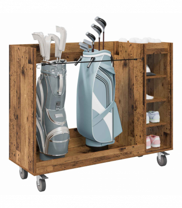 vidaXL Golf Cabinet with Wheel Plain Old Wood 120 x 45 x 98 cm