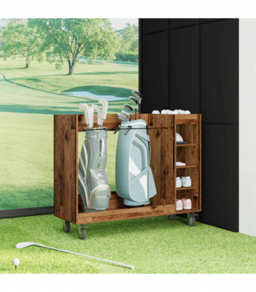 vidaXL Golf Cabinet with Wheel Plain Old Wood 120 x 45 x 98 cm