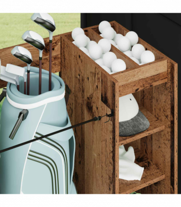 vidaXL Golf Cabinet with Wheel Plain Old Wood 120 x 45 x 98 cm