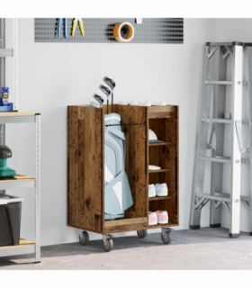 vidaXL Golf Cabinet with Wheel Plain Old Wood 65 x 45 x 98 cm