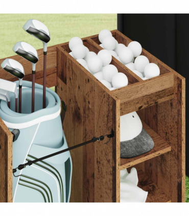 vidaXL Golf Cabinet with Wheel Plain Old Wood 65 x 45 x 98 cm