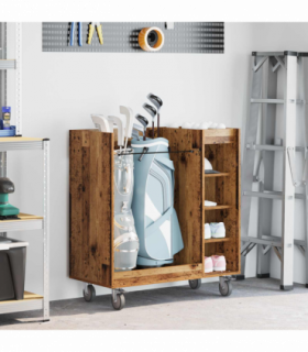 vidaXL Golf Cabinet with Wheel Plain Old Wood 90 x 45 x 98 cm