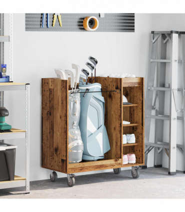 vidaXL Golf Cabinet with Wheel Plain Old Wood 90 x 45 x 98 cm
