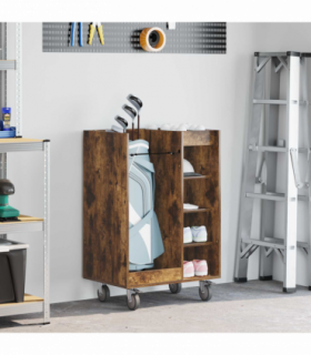vidaXL Golf Cabinet with Wheel Plain Smoked Oak 65 x 45 x 98 cm