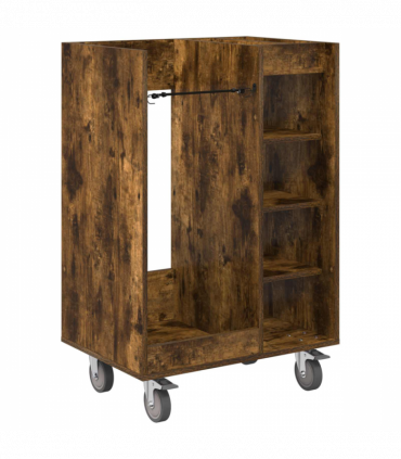 vidaXL Golf Cabinet with Wheel Plain Smoked Oak 65 x 45 x 98 cm