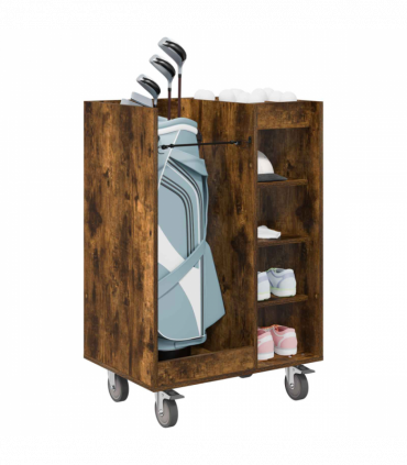 vidaXL Golf Cabinet with Wheel Plain Smoked Oak 65 x 45 x 98 cm