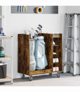 vidaXL Golf Cabinet with Wheel Plain Smoked Oak 90 x 45 x 98 cm