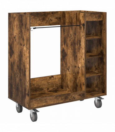 vidaXL Golf Cabinet with Wheel Plain Smoked Oak 90 x 45 x 98 cm