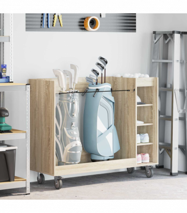 vidaXL Golf Cabinet with Wheel Plain Sonoma Oak 120 x 45 x 98 cm