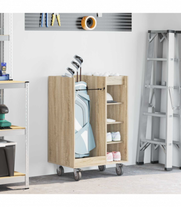 vidaXL Golf Cabinet with Wheel Plain Sonoma Oak 65 x 45 x 98 cm