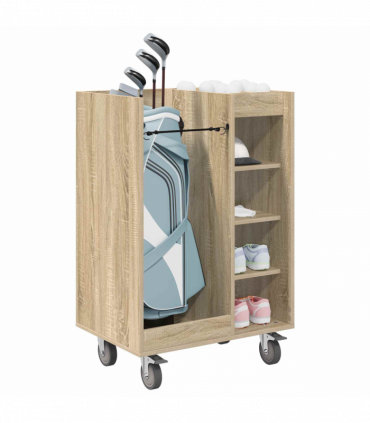 vidaXL Golf Cabinet with Wheel Plain Sonoma Oak 65 x 45 x 98 cm