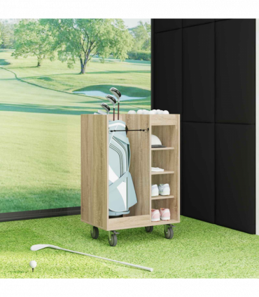 vidaXL Golf Cabinet with Wheel Plain Sonoma Oak 65 x 45 x 98 cm