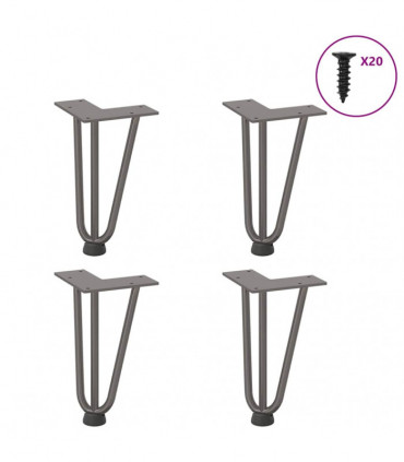 vidaXL Hairpin Table Legs 4 pcs Natural Steel 20 cm Solid Steel