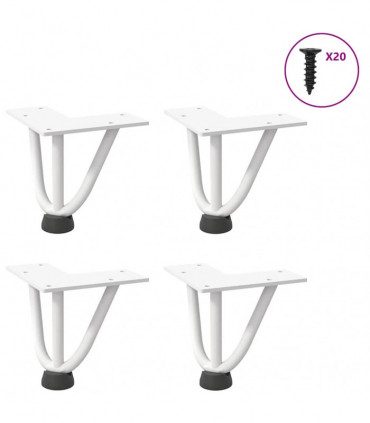 vidaXL Hairpin Table Legs 4 pcs White 10 cm Solid Steel