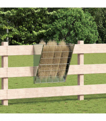 vidaXL Hanging Hay Feeder Silver 61 x 33 x 66 cm Galvanised Steel