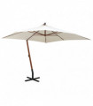 vidaXL Hanging Parasol 300x300 cm Wooden Pole White