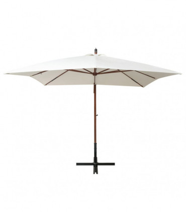 vidaXL Hanging Parasol 300x300 cm Wooden Pole White